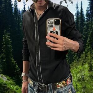 Black hm button up shirt emo